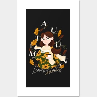 Welcome Autumn - Leaves & Lattes Posters and Art